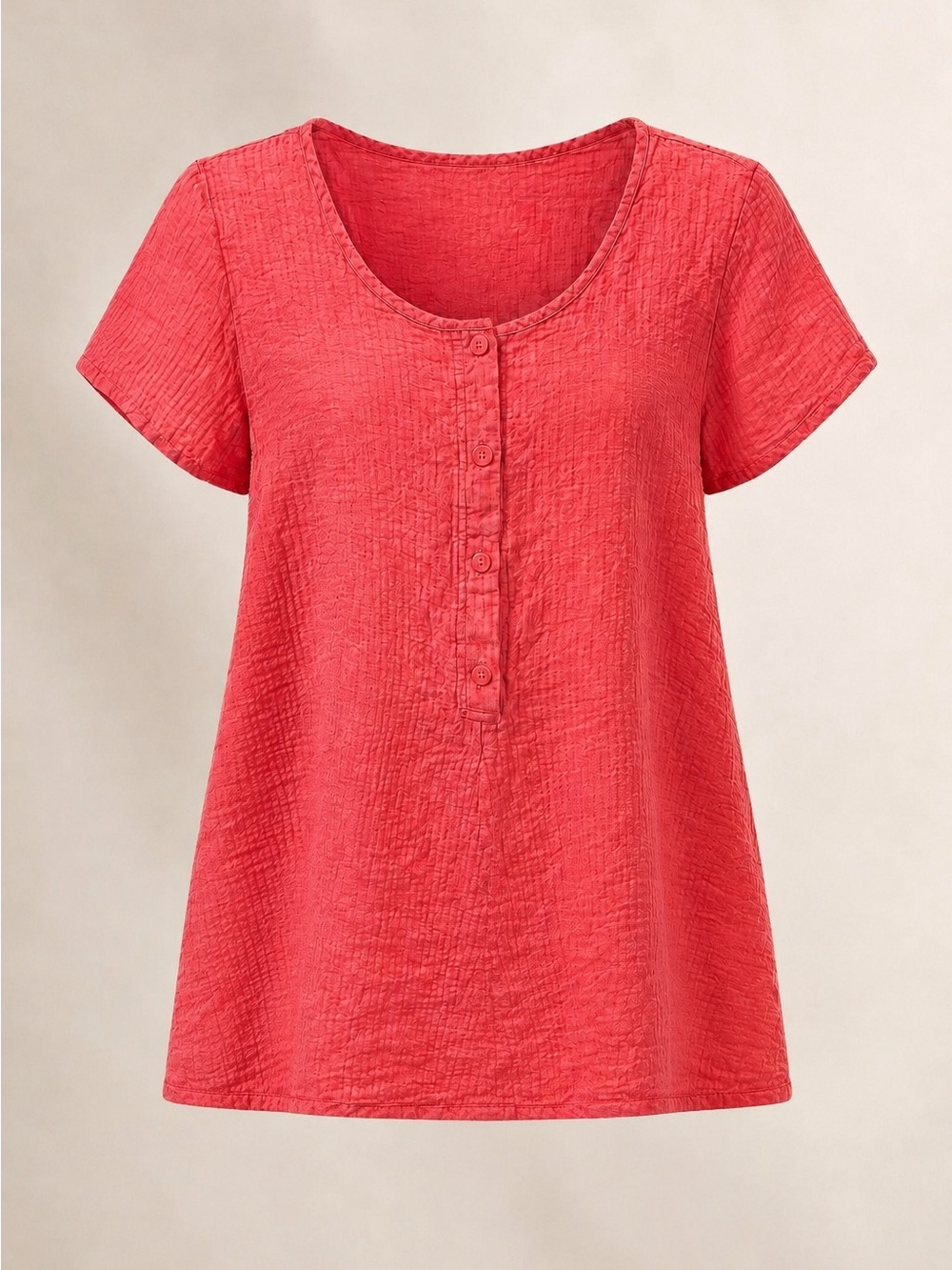 FLAX 100% Linen Coral Button Front Top – Small – NWOT